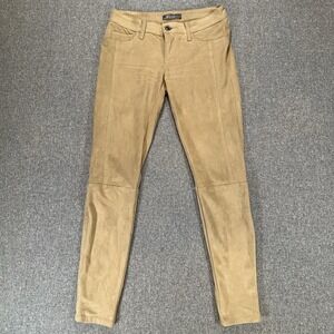 GUESS Faux Suede Skinny Pants Women's Tan Stretch Slim Fit Casual Fashion